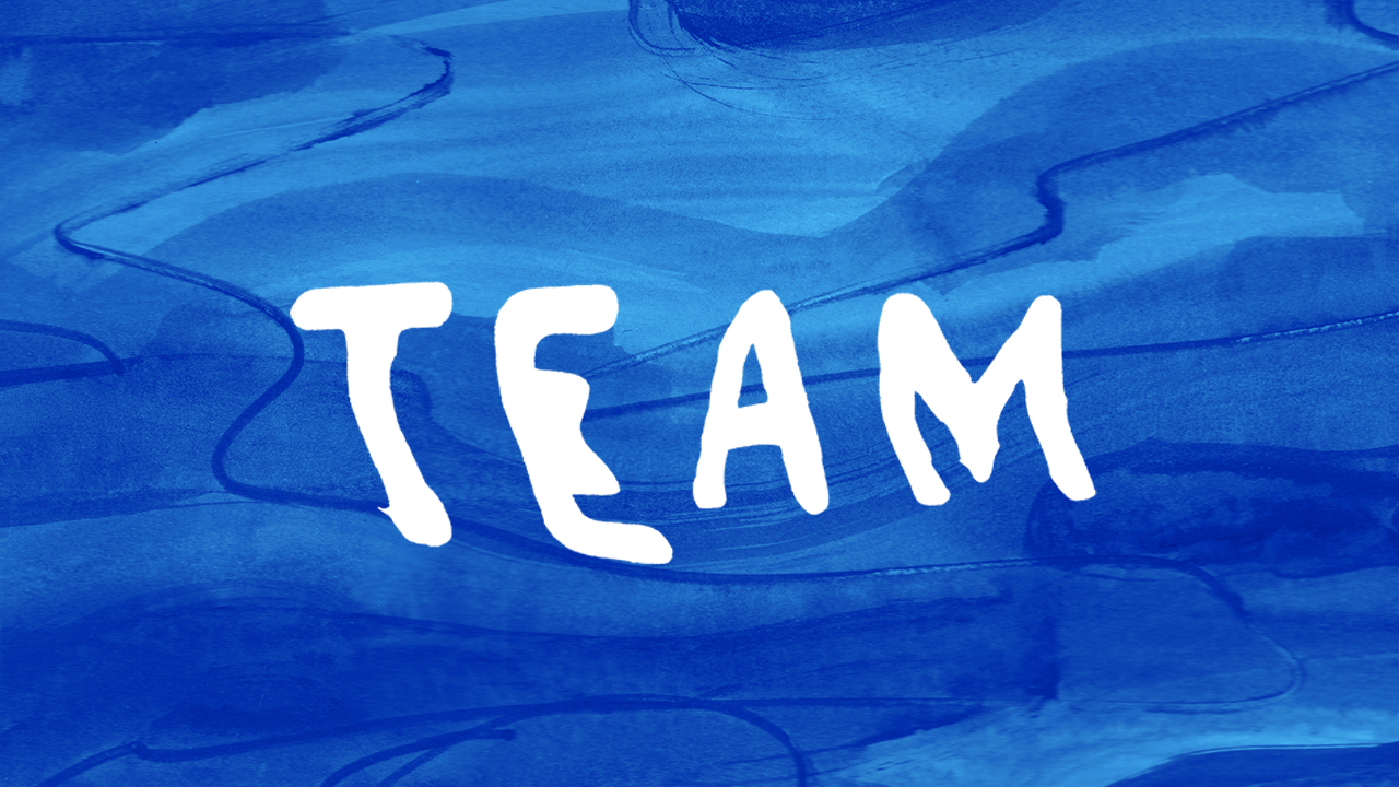 Blue illustration with the word Team written